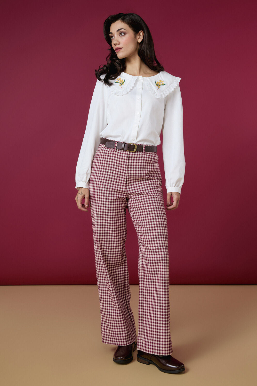 Princess Highway - Renae Check Pant - berry