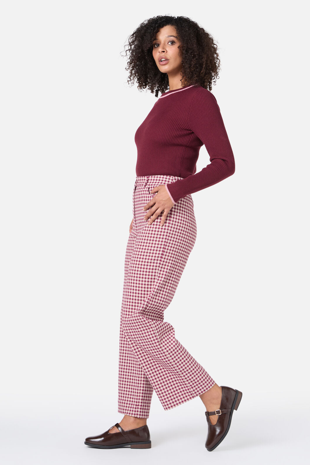 Princess Highway - Renae Check Pant - berry