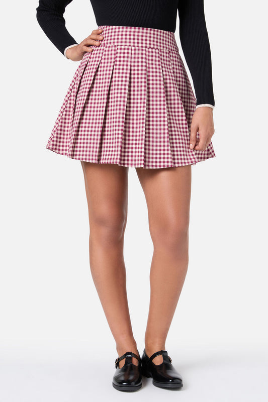 Princess Highway - Renae Check Mini Skirt - berry
