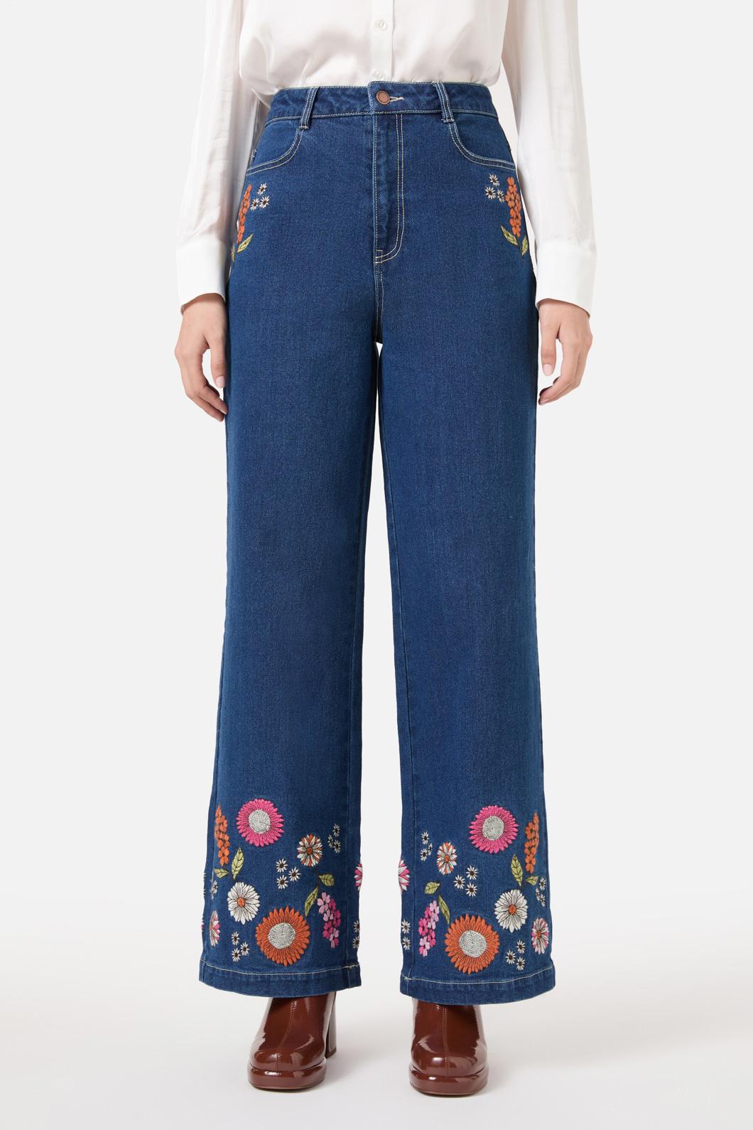 Princess Highway - Viva Floral Embroidered Jean - blue-denim