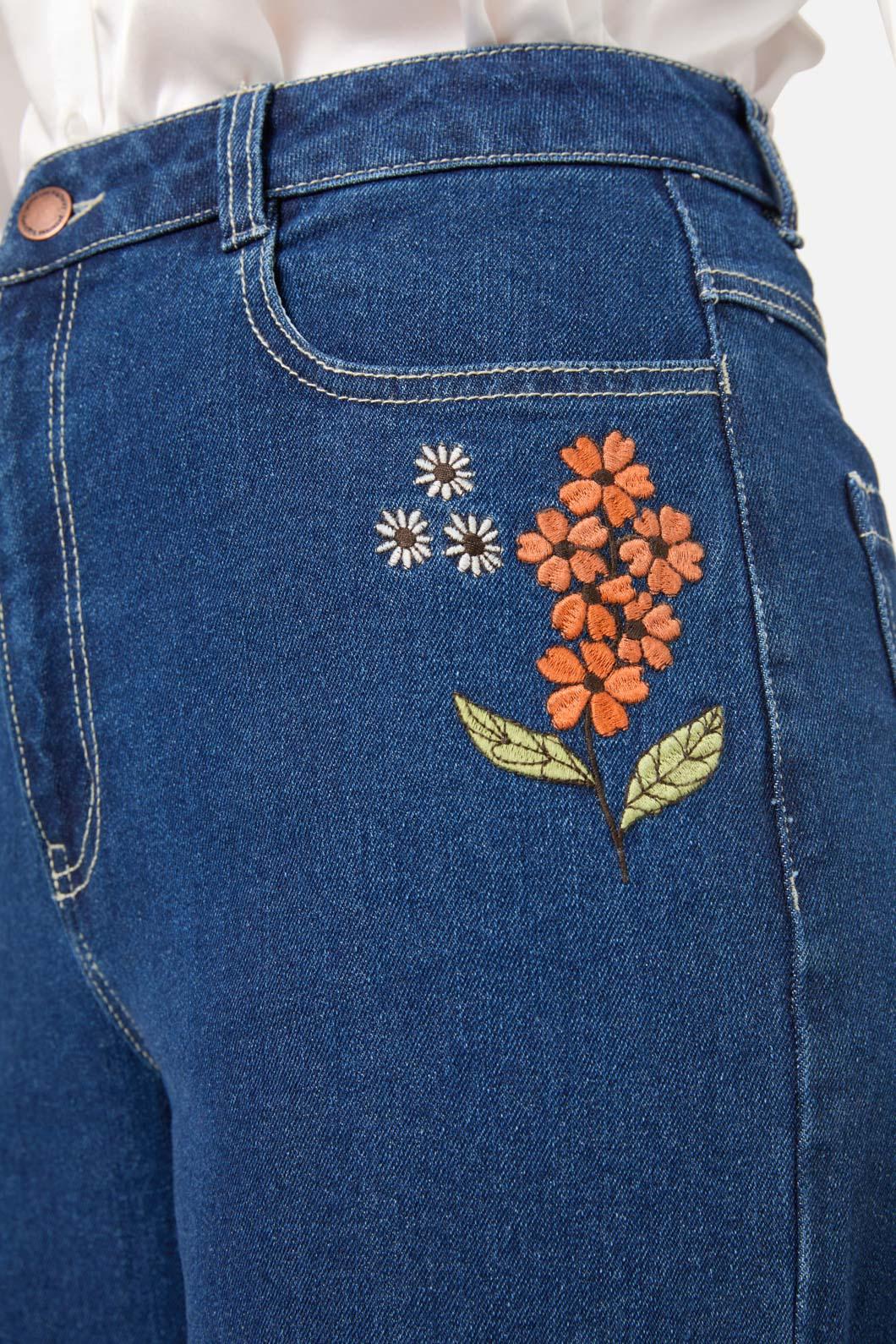 Princess Highway - Viva Floral Embroidered Jean - blue-denim