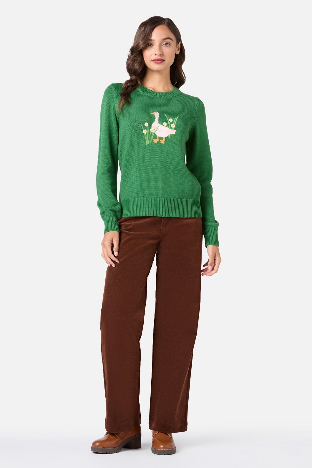Princess Highway - Goose Embroidered Knit Jumper - green