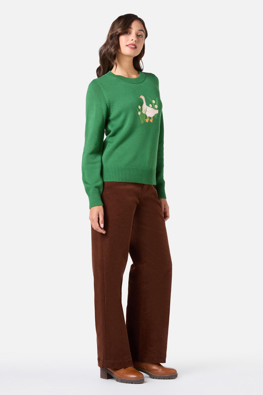 Princess Highway - Goose Embroidered Knit Jumper - green