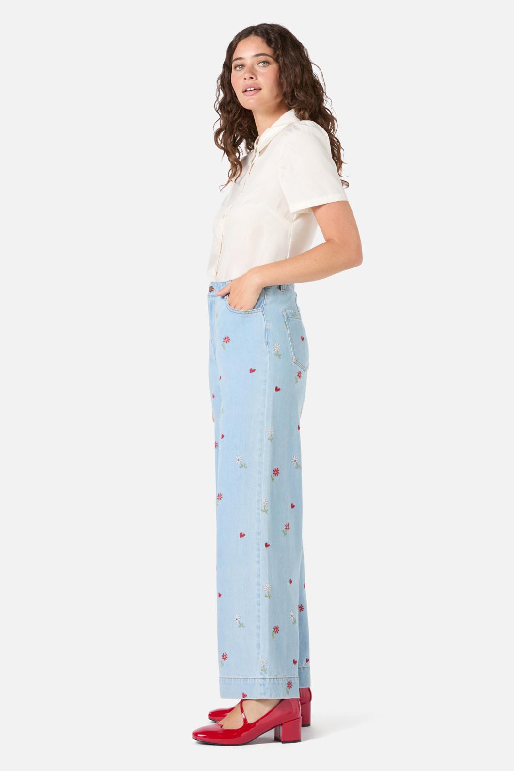 Princess Highway - Ditsy Embroidered Jean - blue-denim