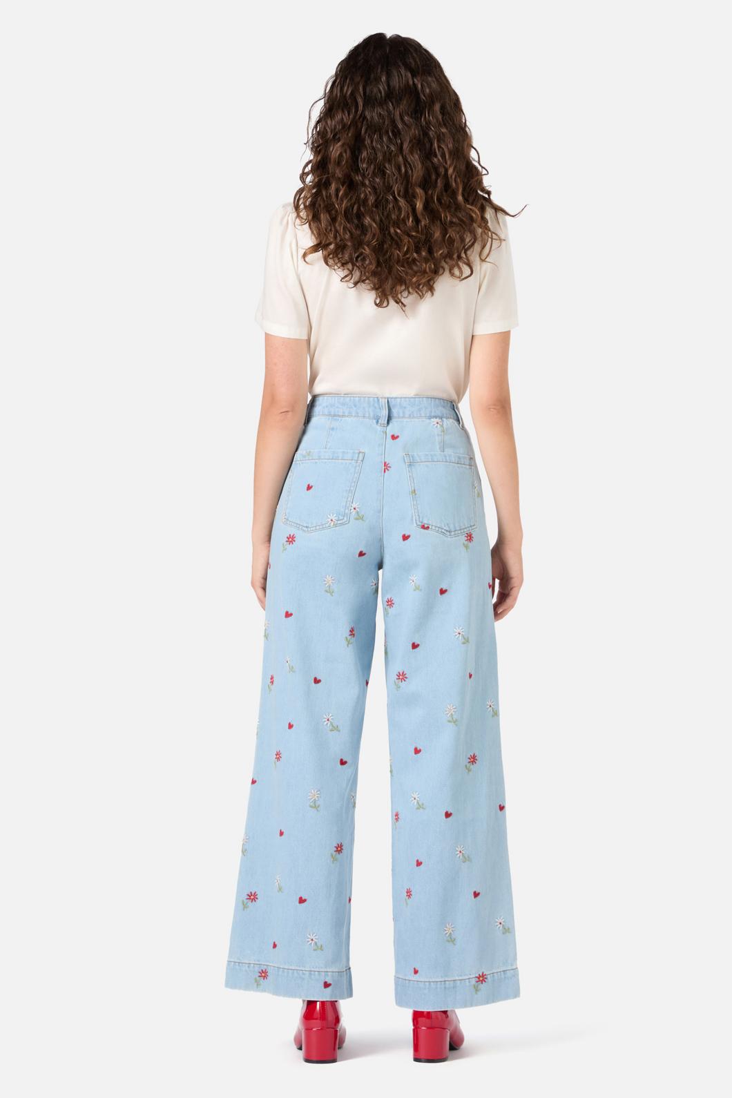 Princess Highway - Ditsy Embroidered Jean - blue-denim