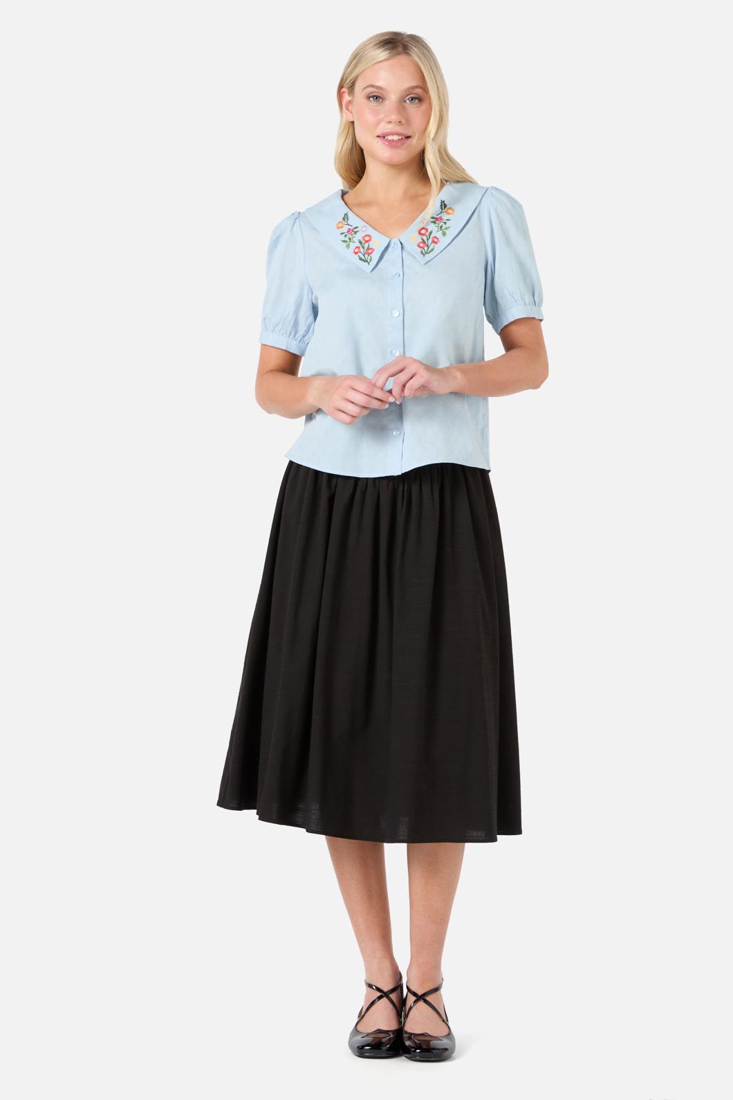 Princess Highway - Latice Embroiderd Blouse - blue