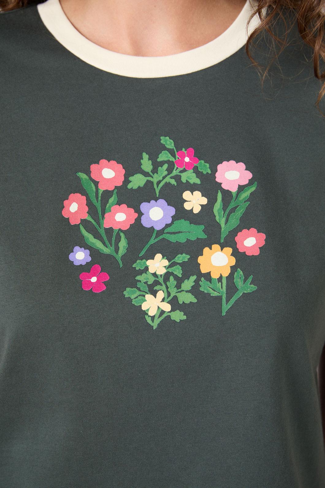 Princess Highway - Lattice Flower Tee - olive