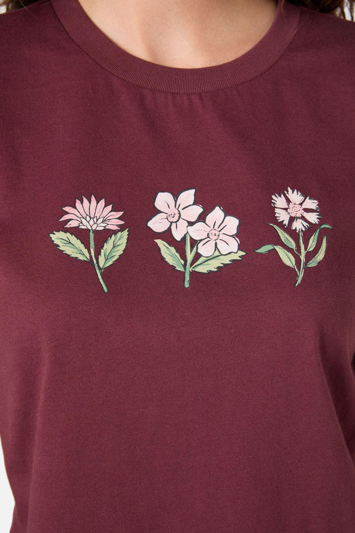 Princess Highway - Yvette Flower Tee - plum