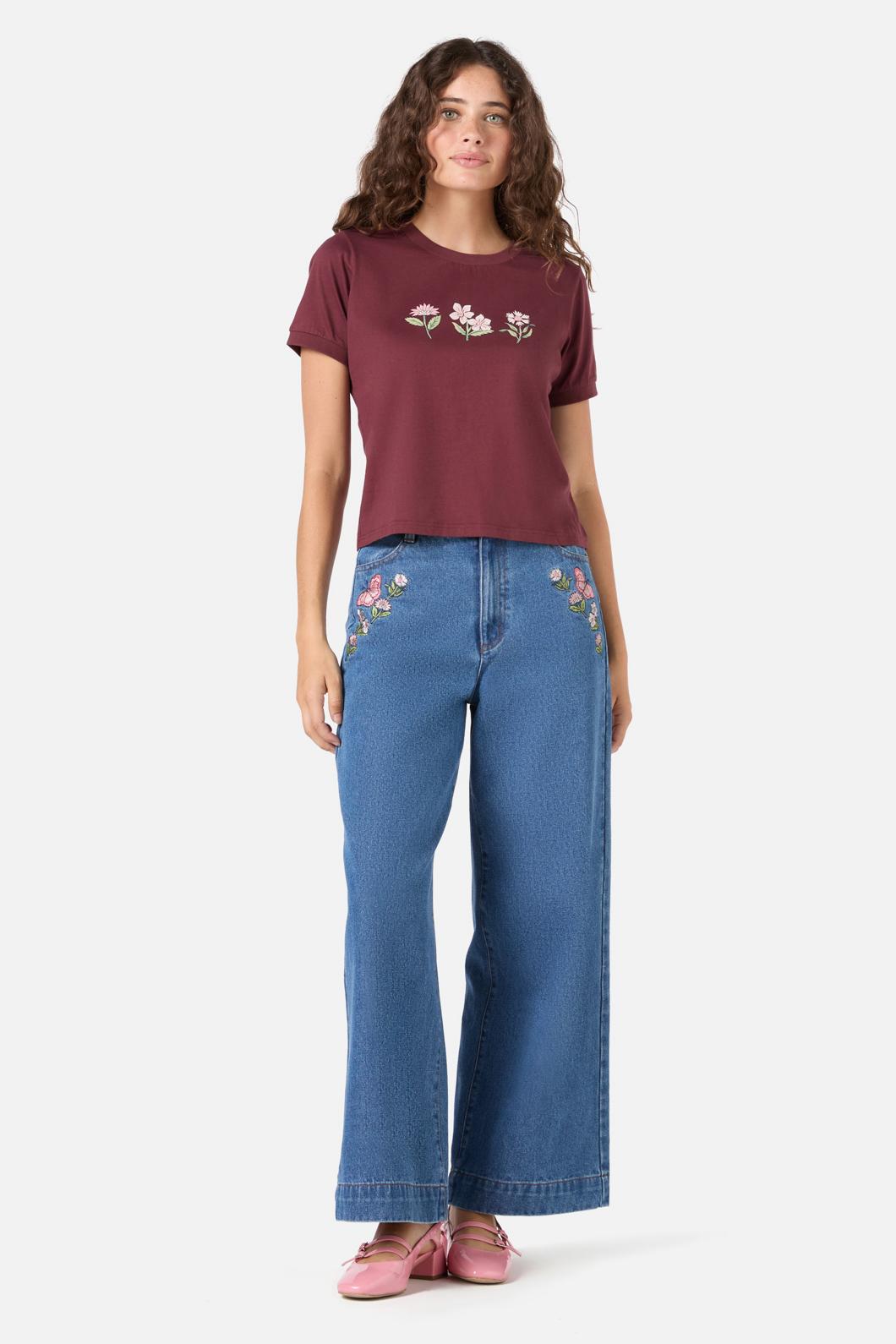 Princess Highway - Yvette Flower Tee - plum