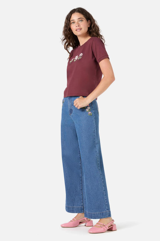 Princess Highway - Yvette Flower Tee - plum