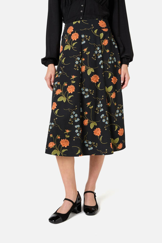 Princess Highway - Esmerelda Floral Midi Skirt - black