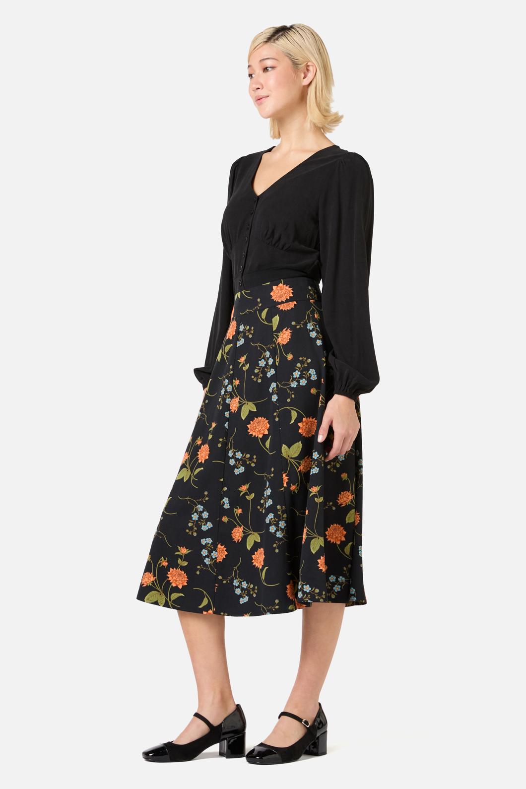 Princess Highway - Esmerelda Floral Midi Skirt - black