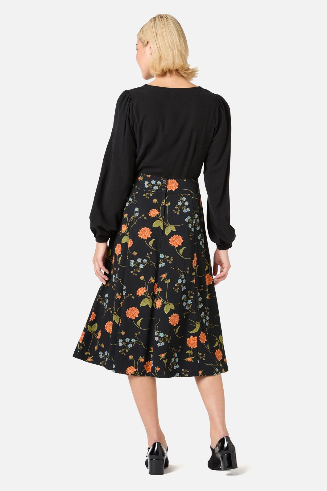 Princess Highway - Esmerelda Floral Midi Skirt - black