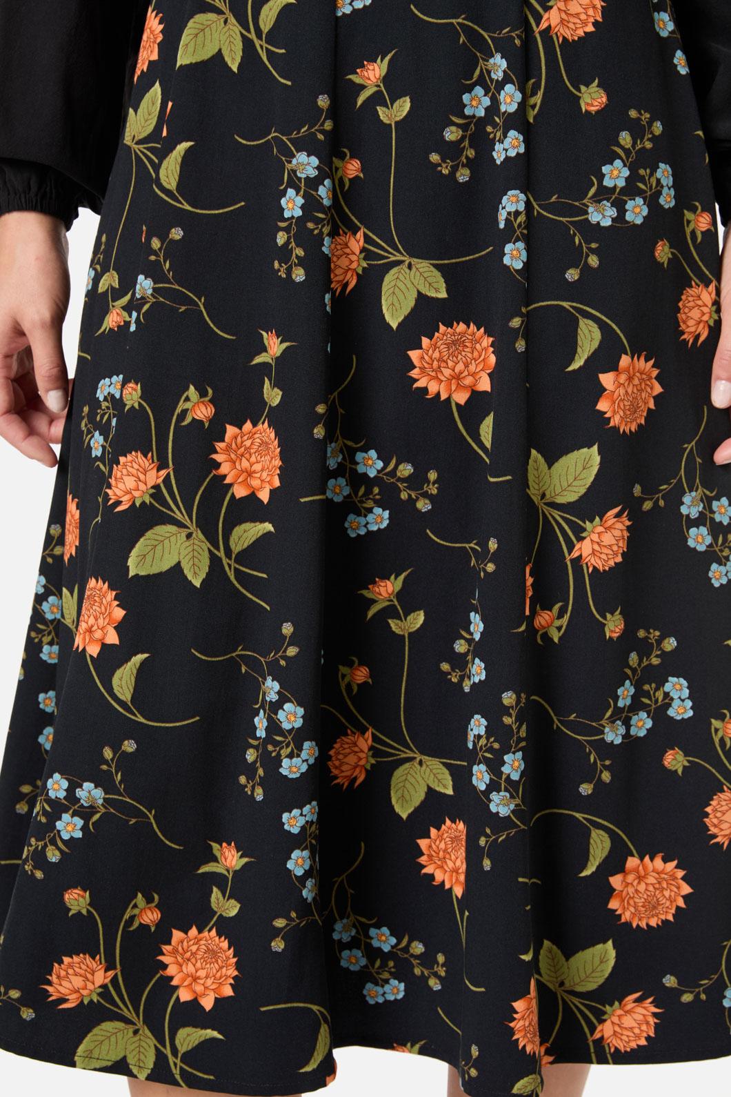 Princess Highway - Esmerelda Floral Midi Skirt - black