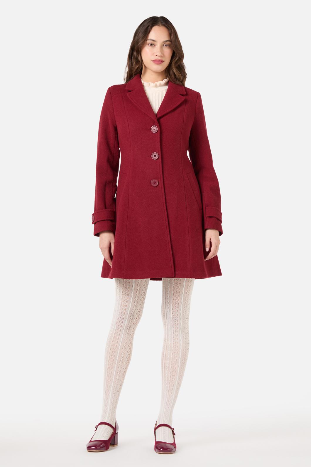 Princess Highway - Mabel A-Line Wool Blend Coat - ruby