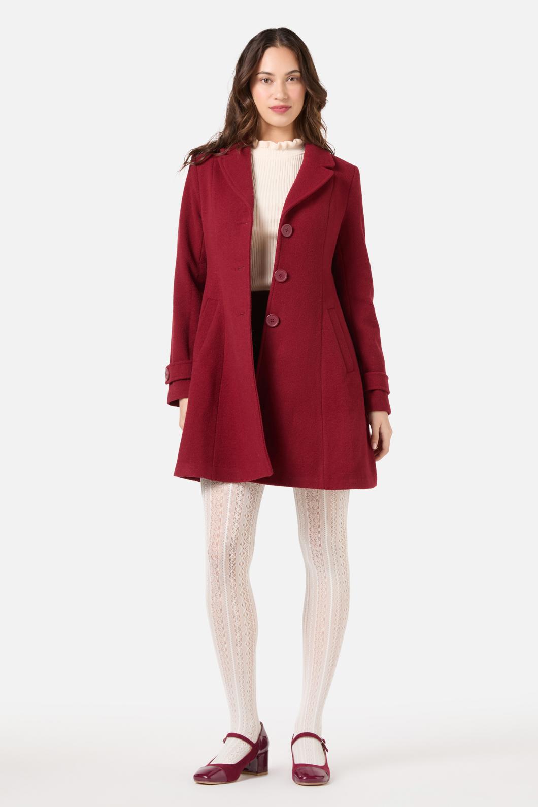 Princess Highway - Mabel A-Line Wool Blend Coat - ruby