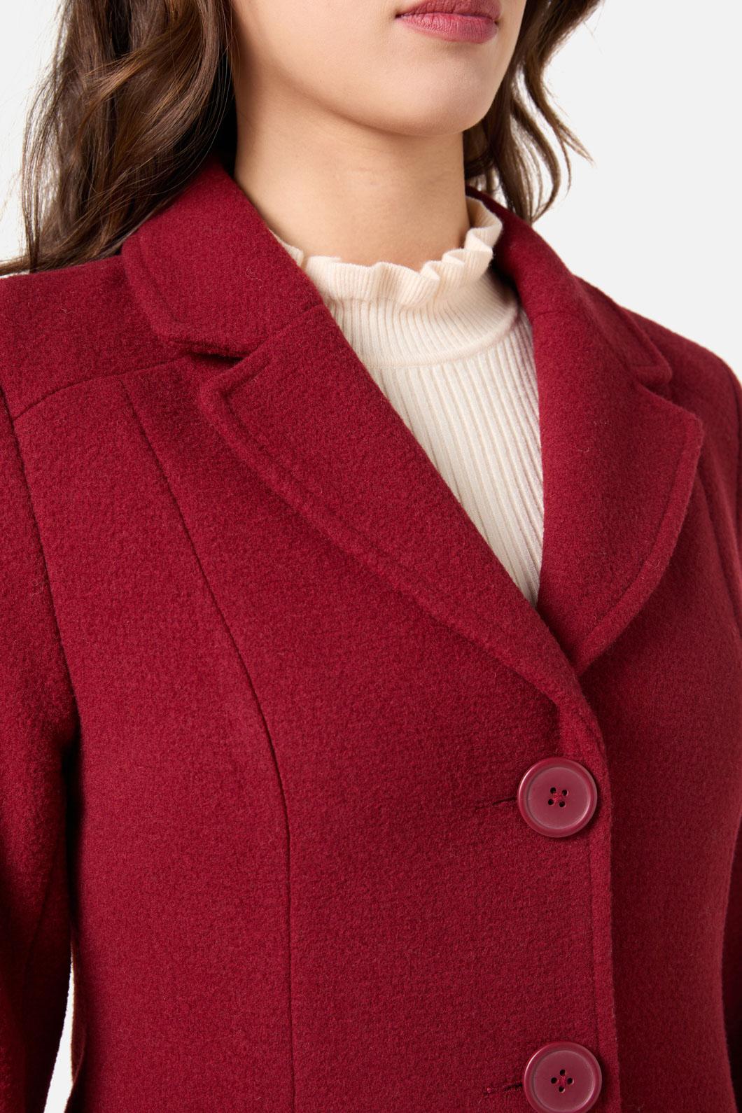 Princess Highway - Mabel A-Line Wool Blend Coat - ruby