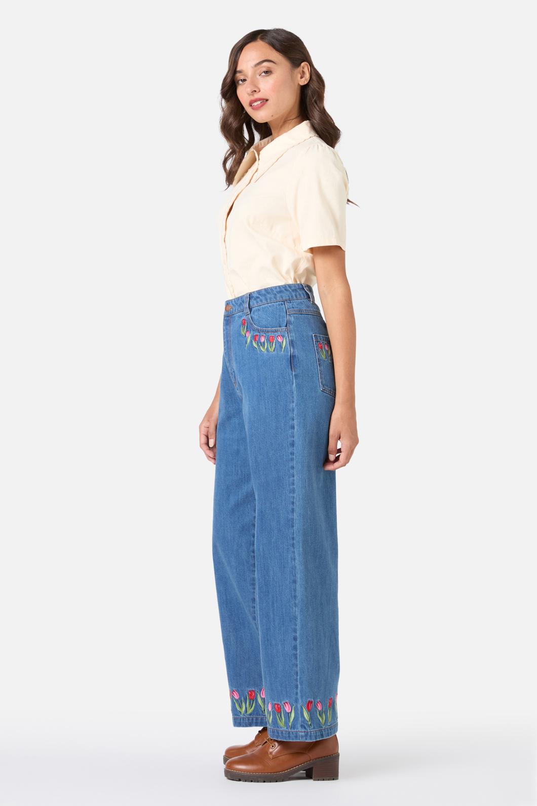Princess Highway - Tulip Embroidered Jean - denim