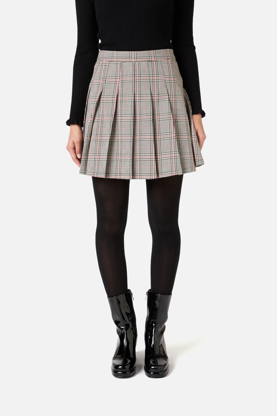 Princess Highway - Joe Check Pleated Mini Skirt - black-red