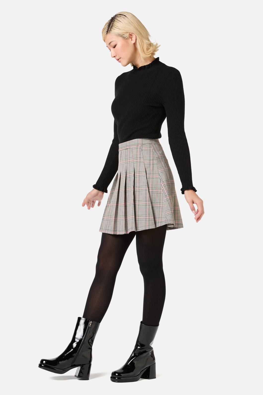 Princess Highway - Joe Check Pleated Mini Skirt - black-red