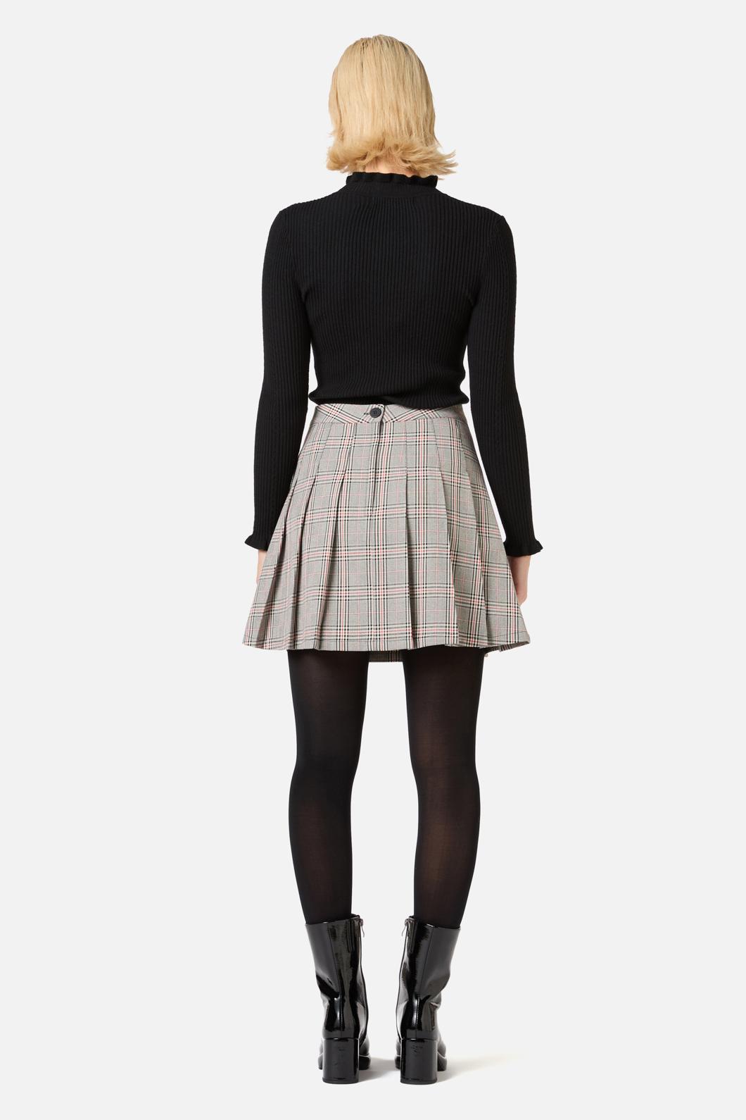 Princess Highway - Joe Check Pleated Mini Skirt - black-red