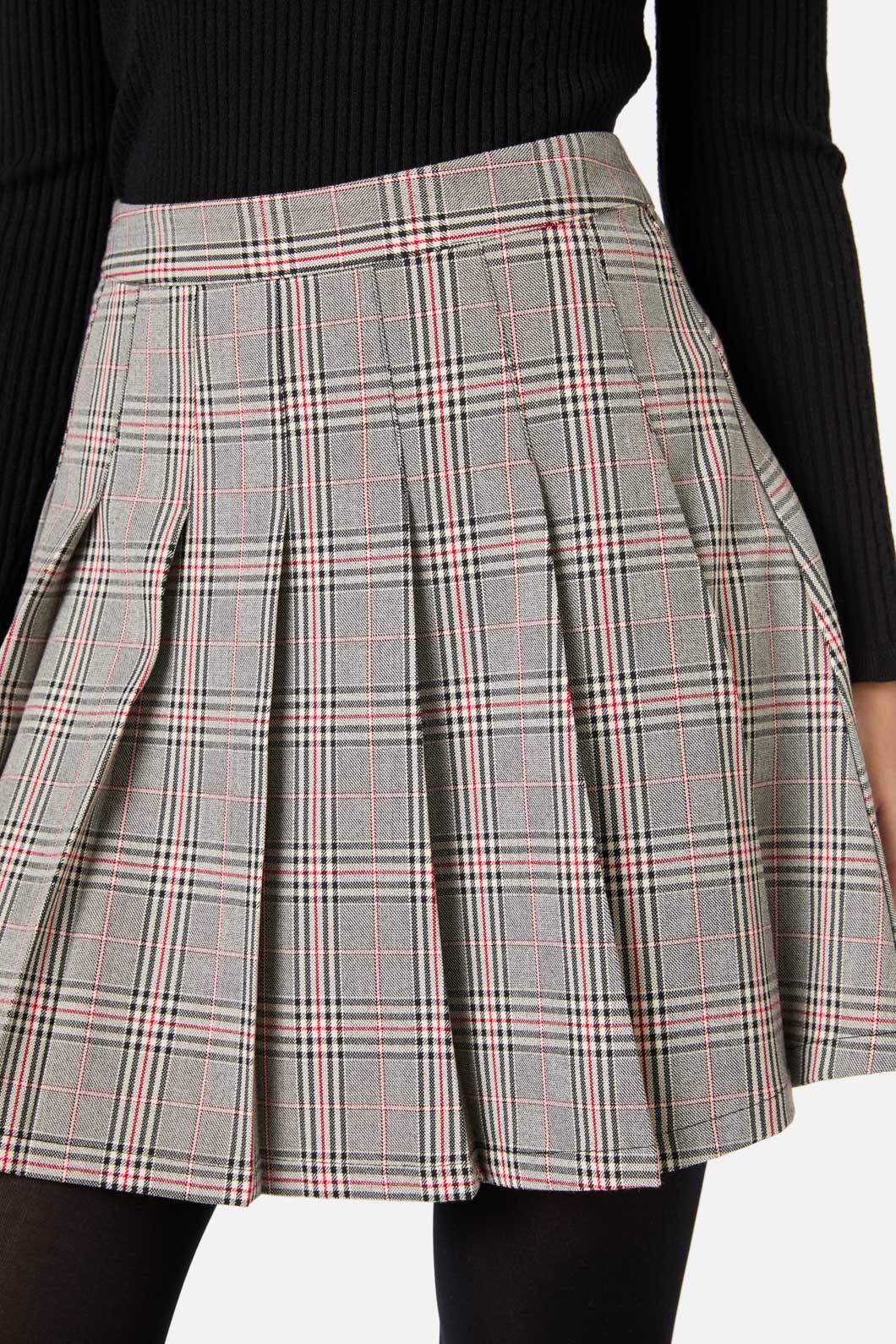 Princess Highway - Joe Check Pleated Mini Skirt - black-red