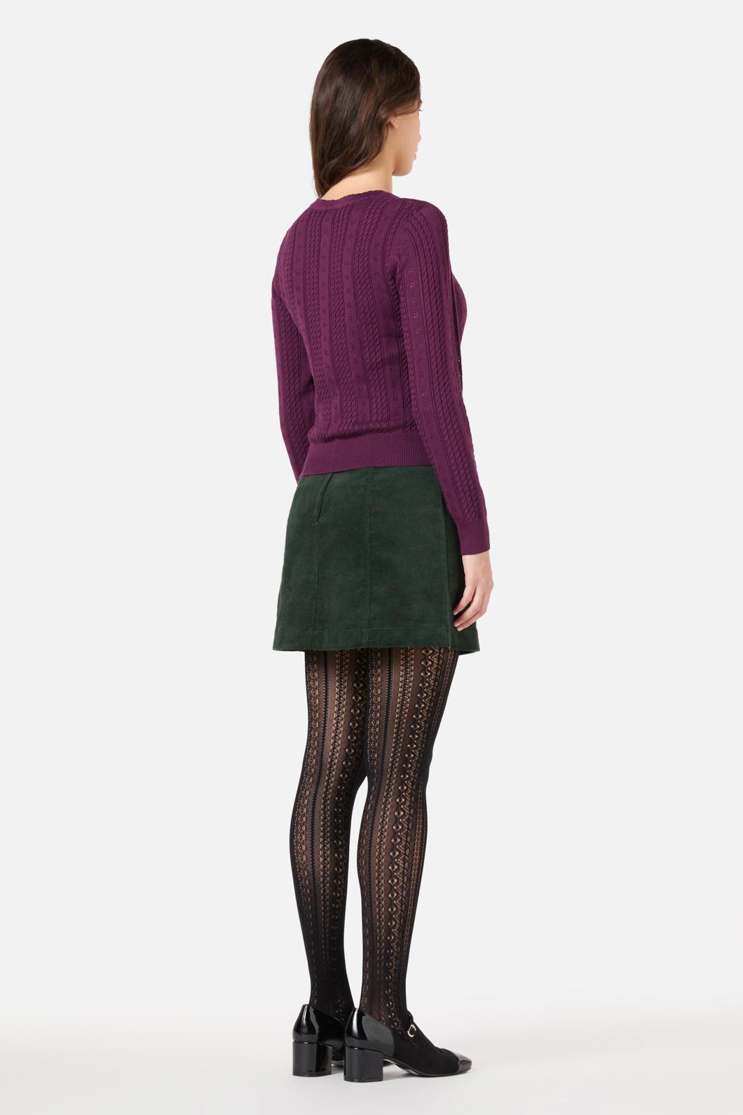 Princess Highway - Lisa Pointelle Cardigan - plum