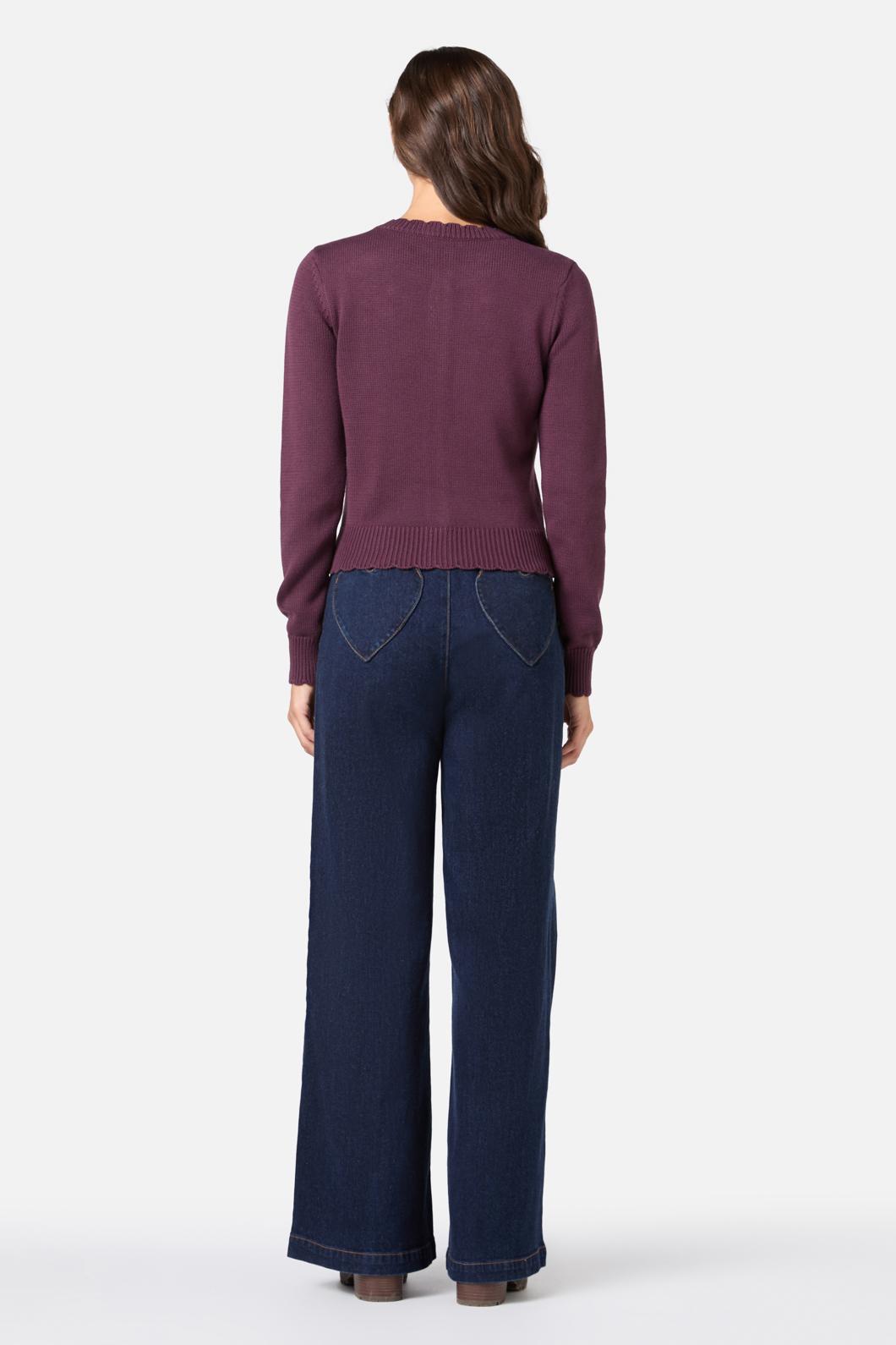 Princess Highway - Esmerelda Embroidered Cardigan - plum