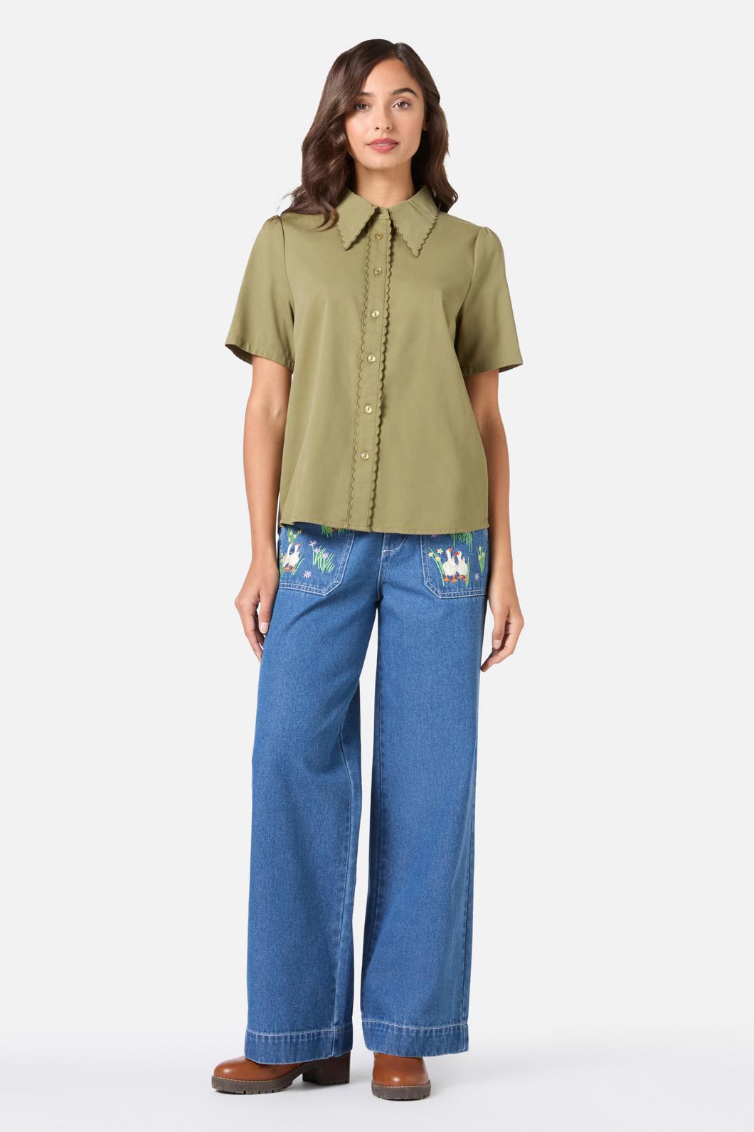 Princess Highway - Elouise Short Sleeve Blouse - olive