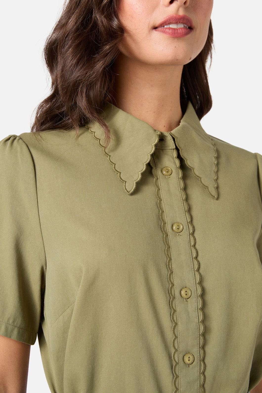 Princess Highway - Elouise Short Sleeve Blouse - olive
