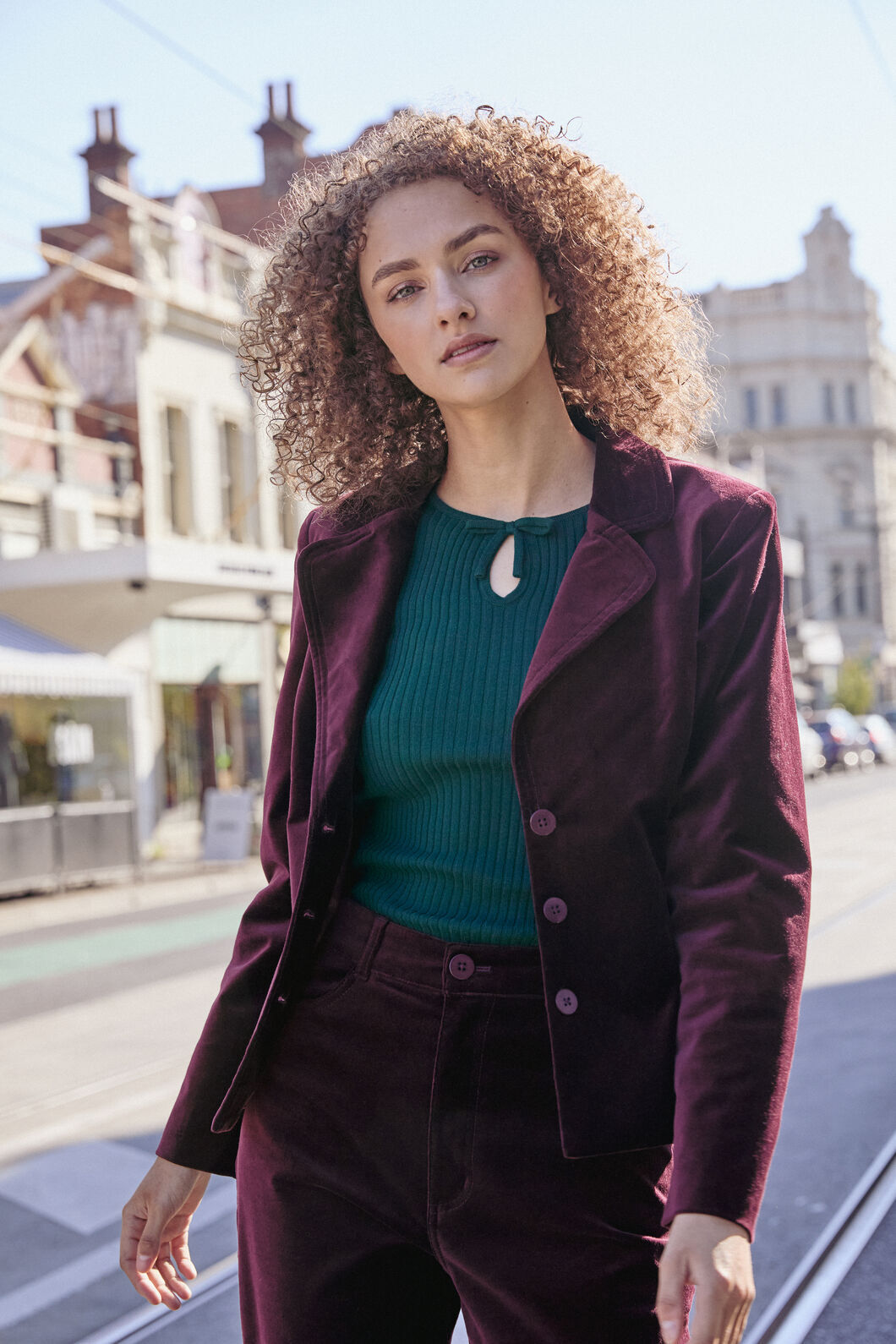 Princess Highway - Stella Velvet Blazer - wine