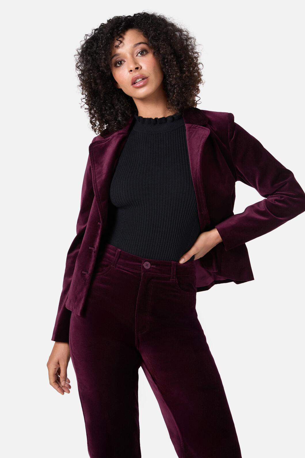 Princess Highway - Stella Velvet Blazer - wine