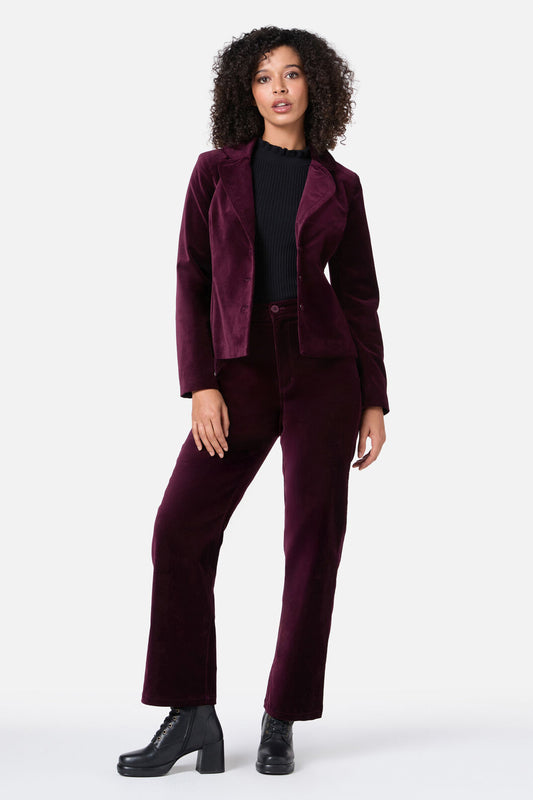 Princess Highway - Stella Velvet Blazer - wine