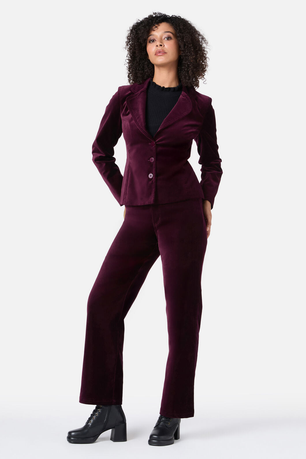 Princess Highway - Stella Velvet Blazer - wine