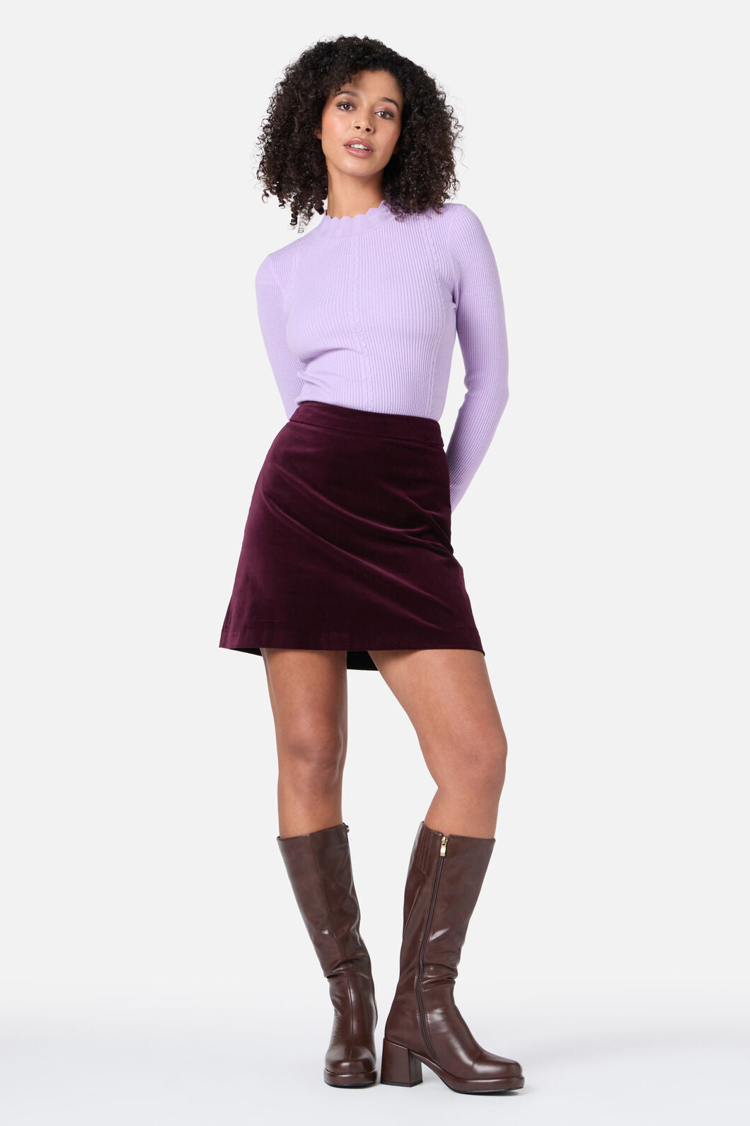 Princess Highway - Stella Velvet Mini Skirt - wine