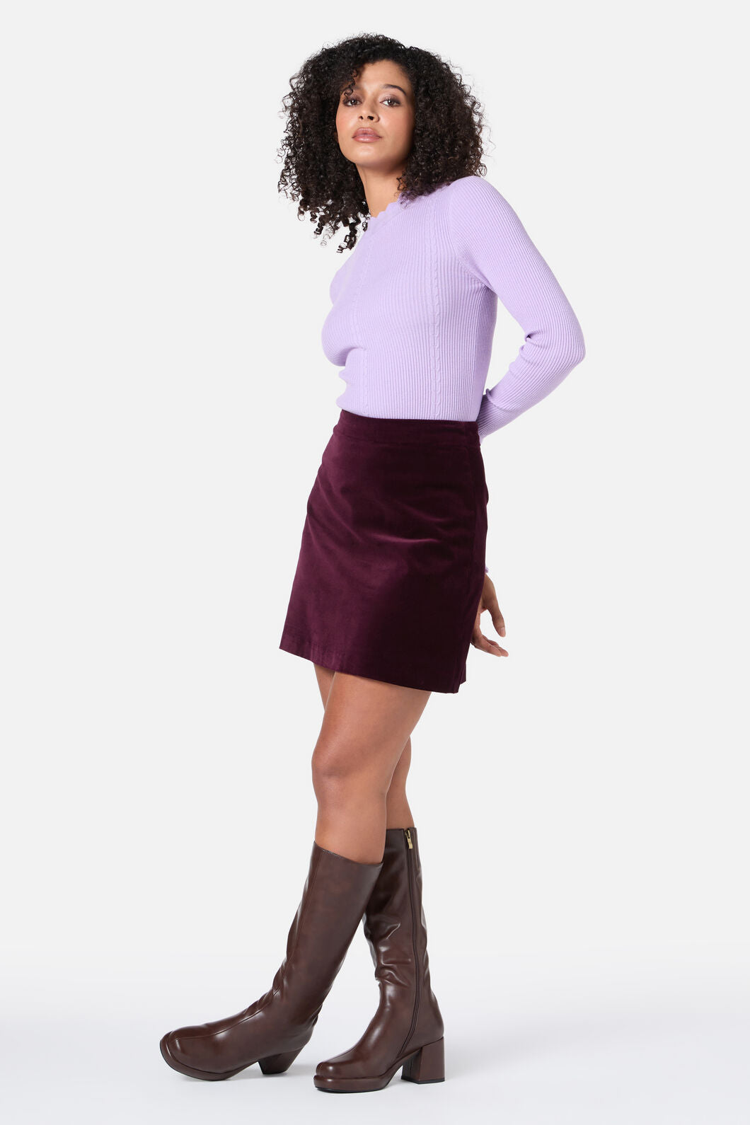 Princess Highway - Stella Velvet Mini Skirt - wine