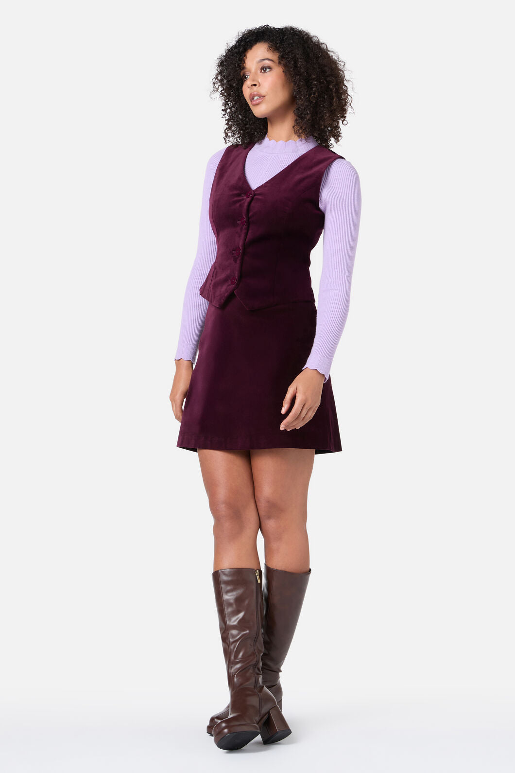 Princess Highway - Stella Velvet Vest - wine