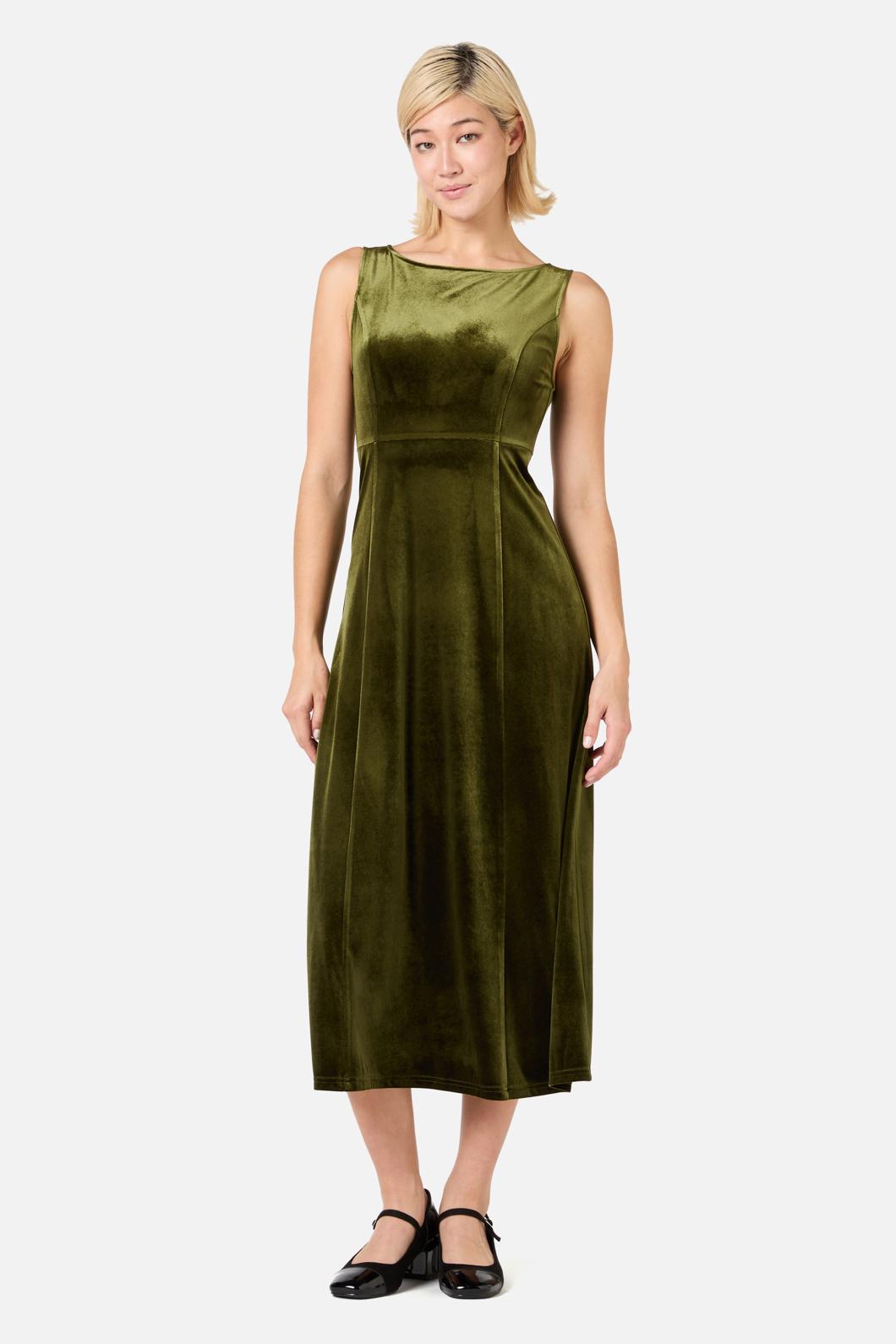 Princess Highway - Monica Velvet Midi Dress - olive