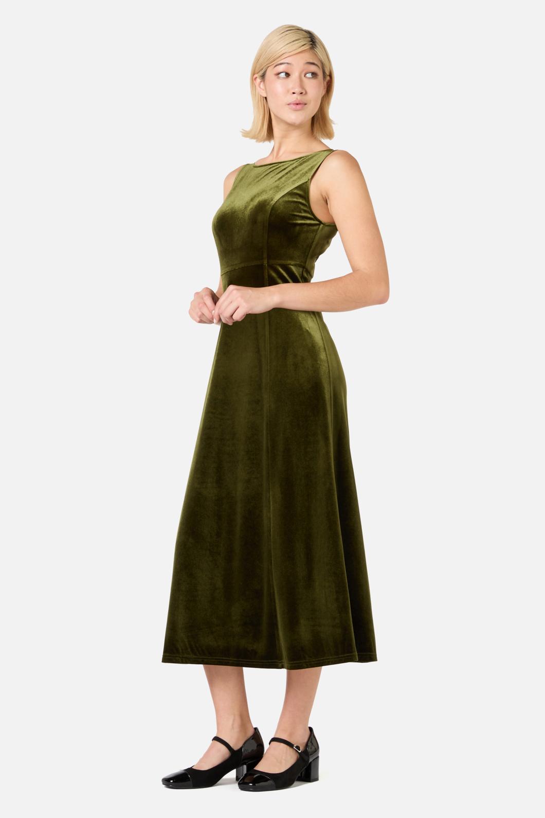 Princess Highway - Monica Velvet Midi Dress - olive