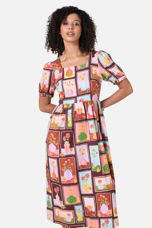 Princess Highway - Flower Vases Midi Dress - rust