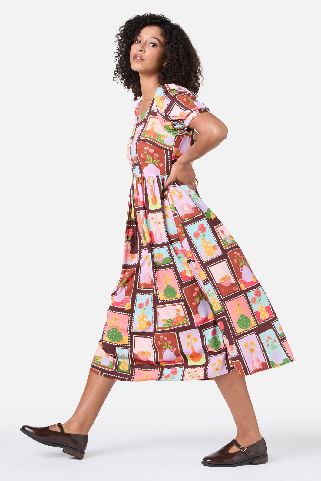 Princess Highway - Flower Vases Midi Dress - rust