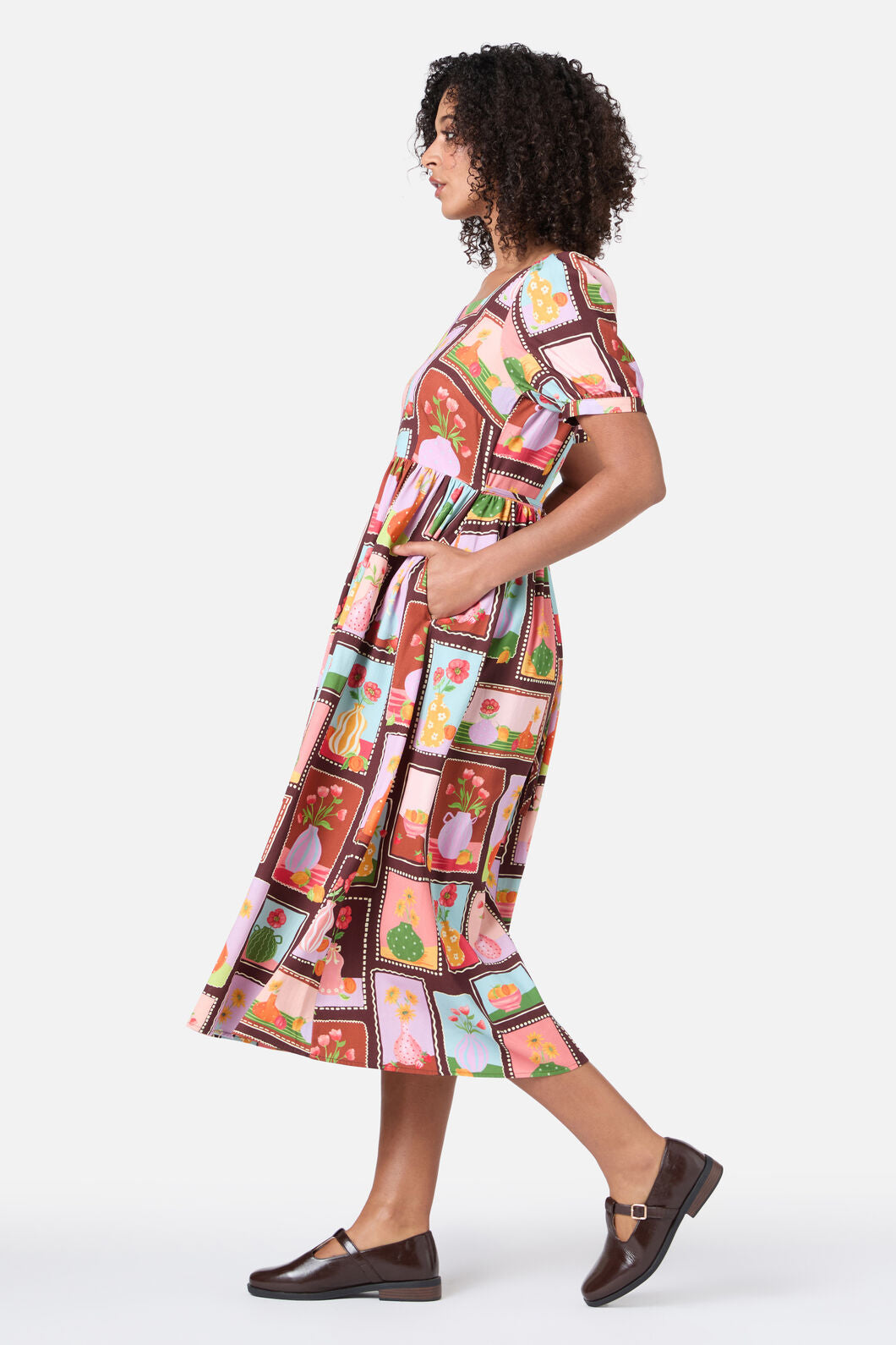 Princess Highway - Flower Vases Midi Dress - rust