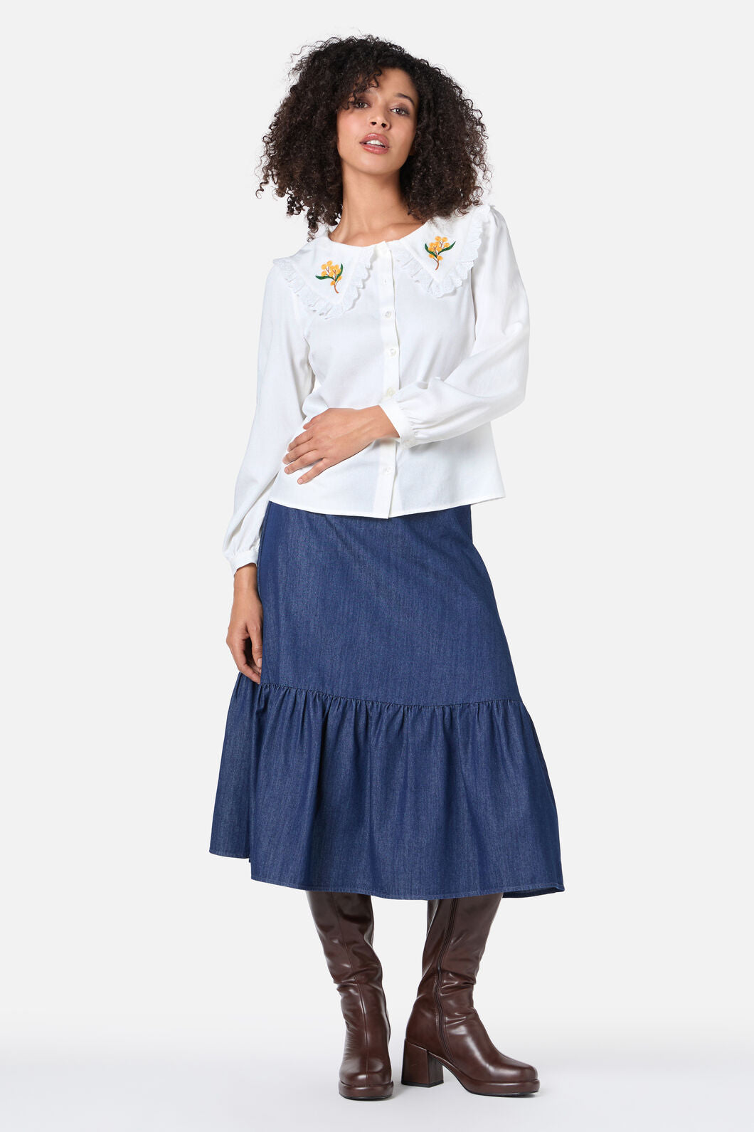 Princess Highway - Wattle Embroidered Blouse - cream