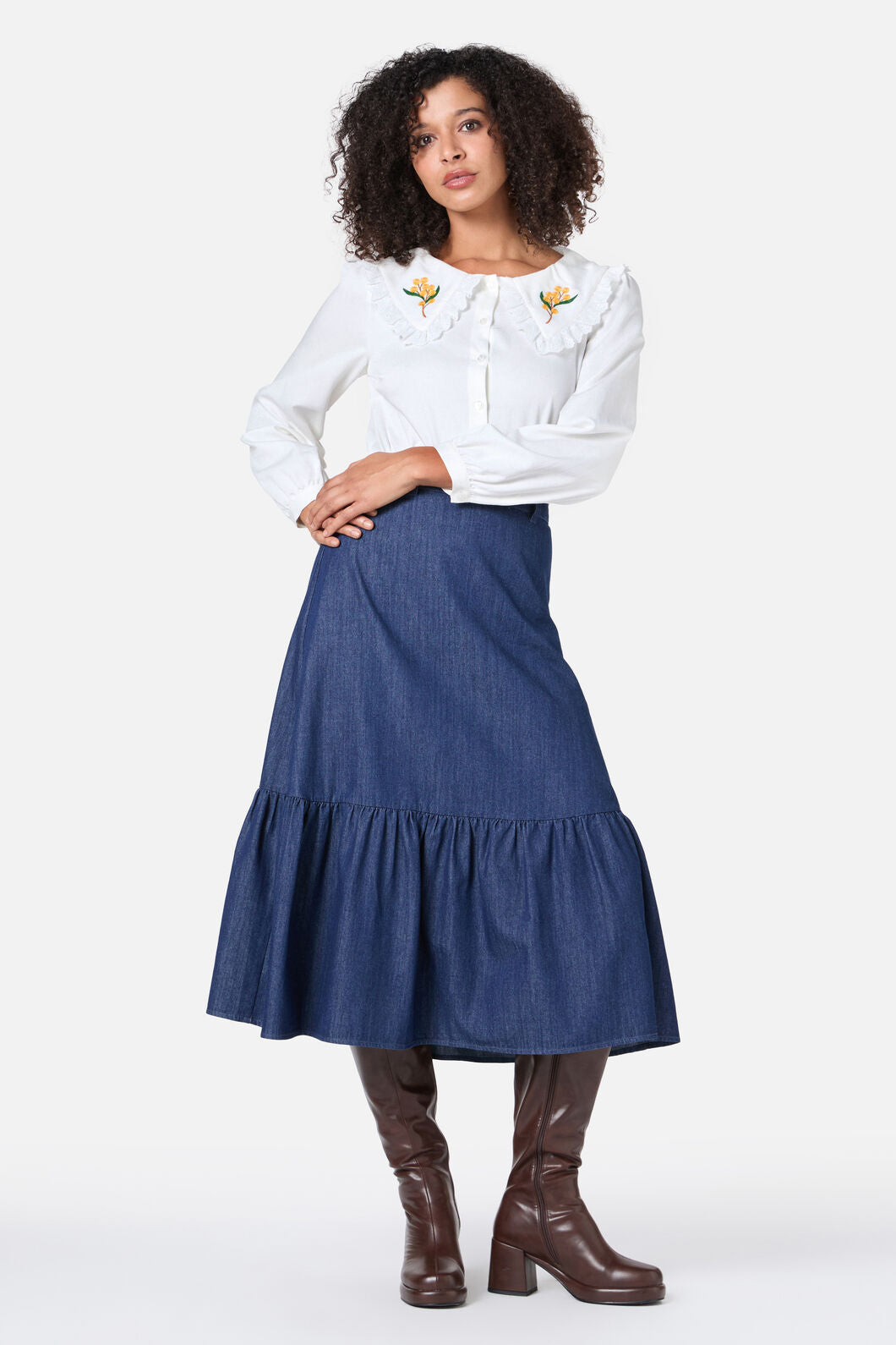 Princess Highway - Wattle Embroidered Blouse - cream