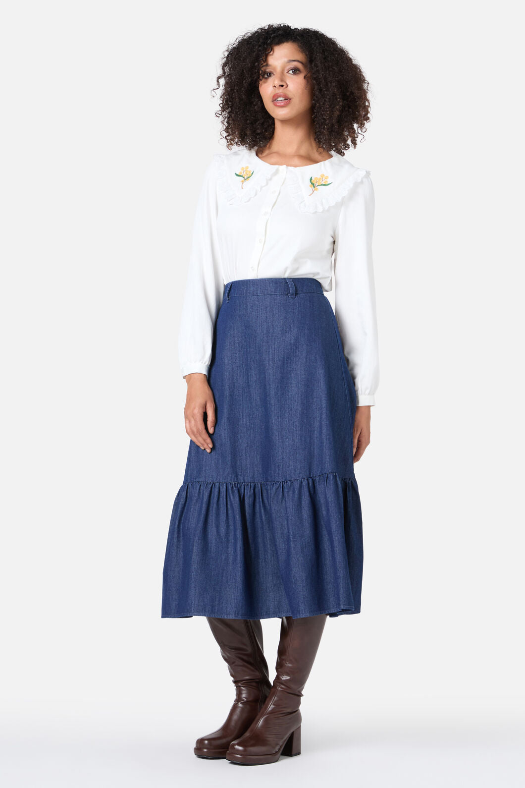 Princess Highway - Wattle Embroidered Blouse - cream