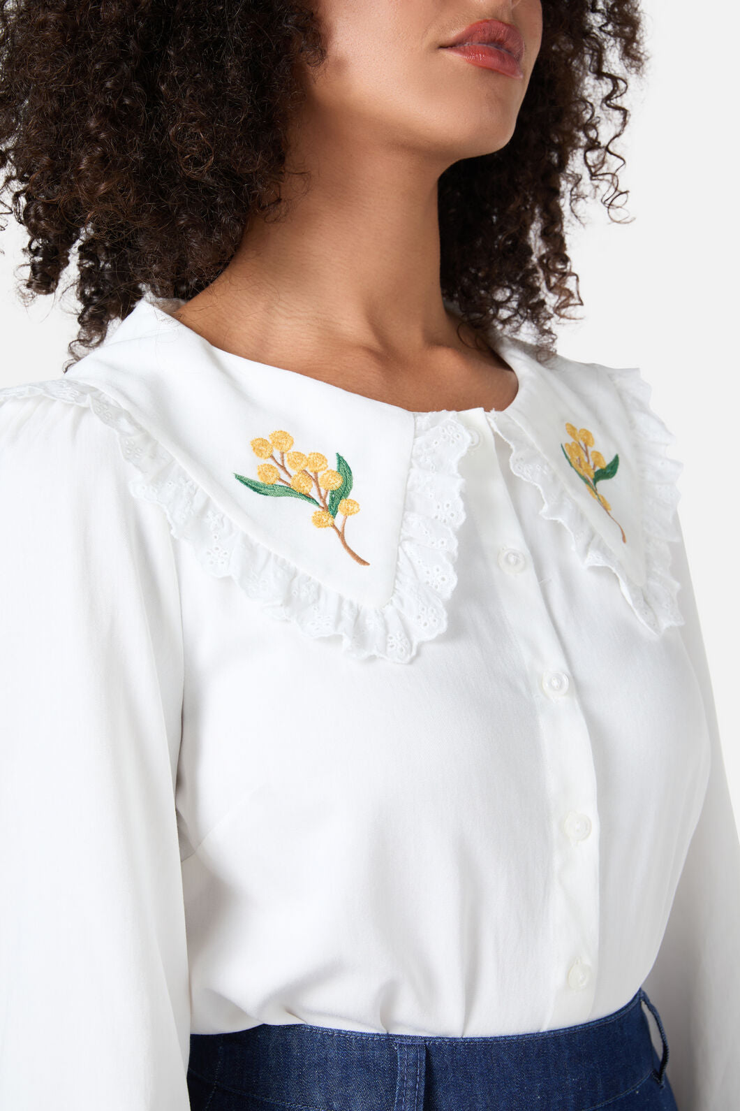 Princess Highway - Wattle Embroidered Blouse - cream