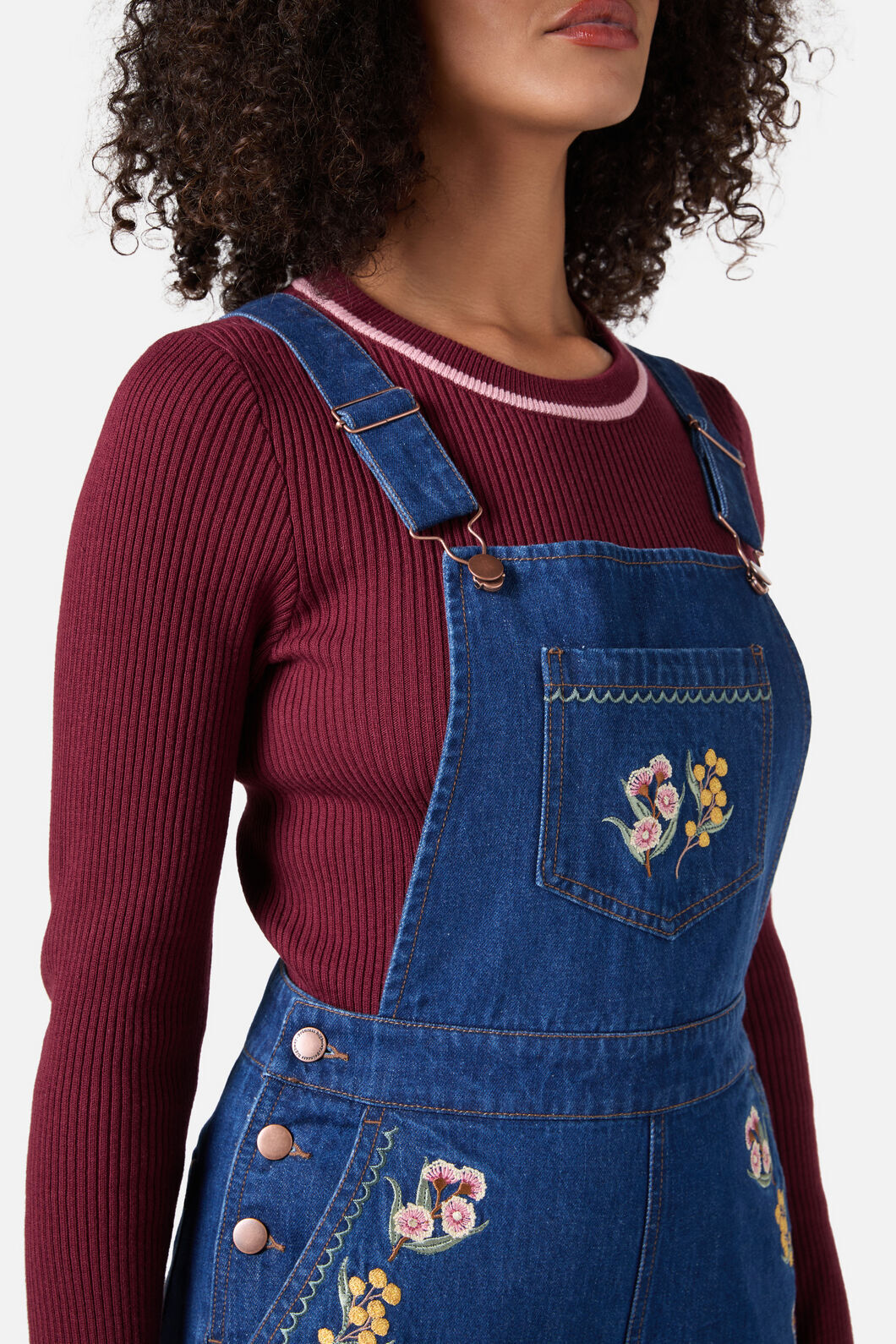Princess Highway - Elsie Embroidered Overall - blue-denim