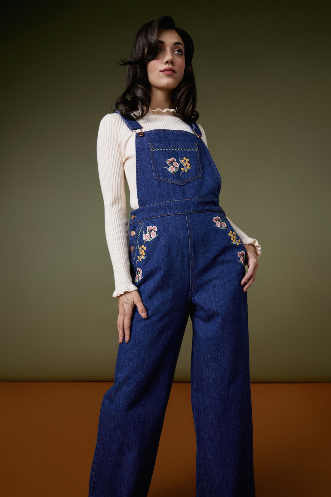 Princess Highway - Elsie Embroidered Overall - blue-denim