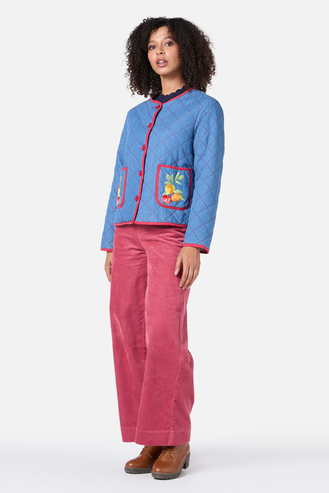 Princess Highway - Fruit Emb Quilted Jacket - blue-denim