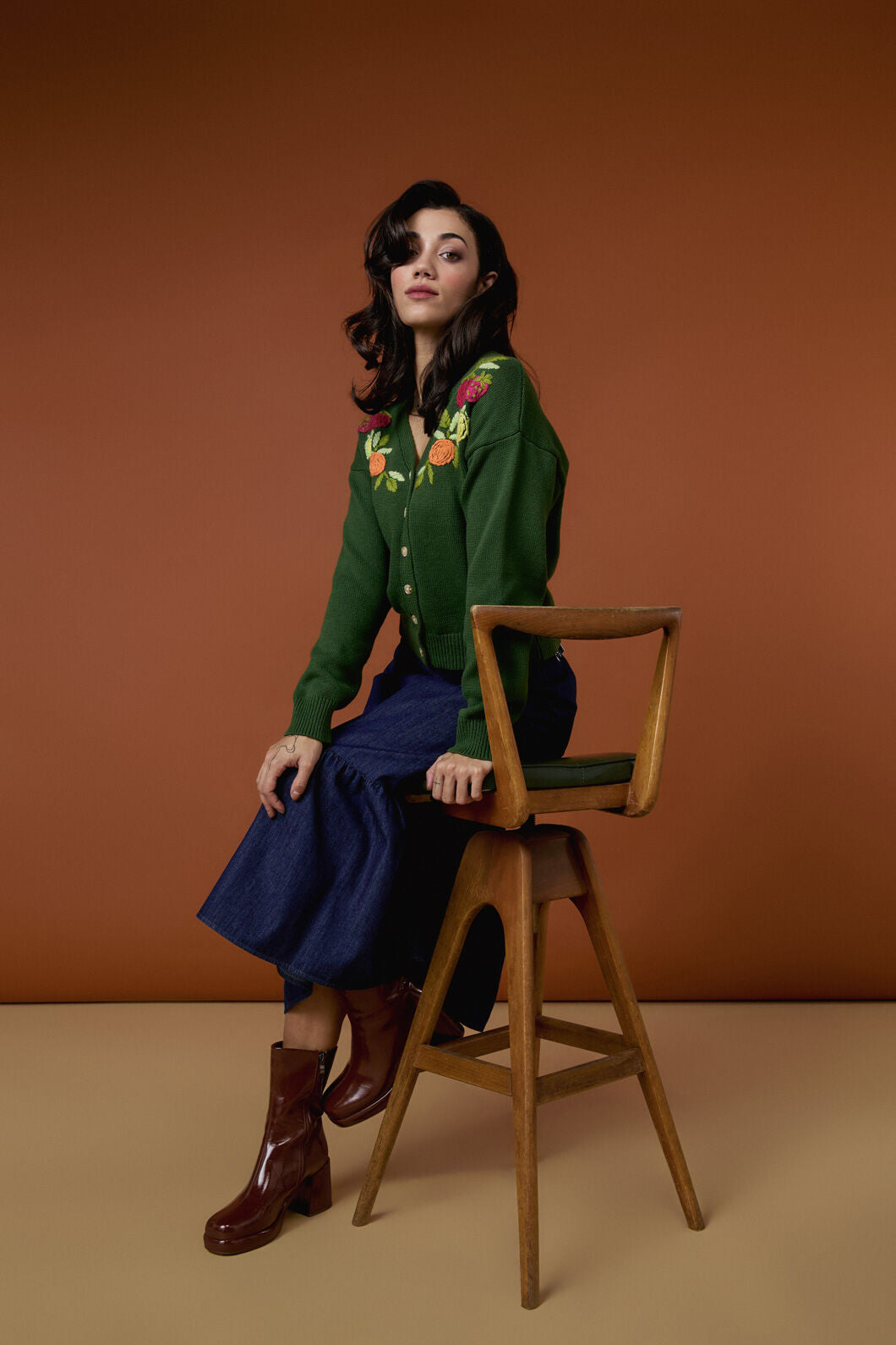 Princess Highway - Fruit Embroidered Cardigan - green